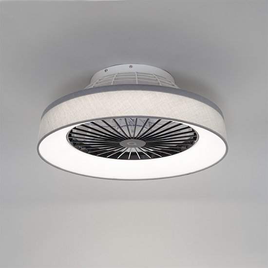 QAZQA emily - LED Plafondventilator met Verlichting | Lamp en Afstandsbediening - 1 lichts - Ø 47 cm - Grijs - Woonkamer | Slaapkamer | Keuken - QAZQA