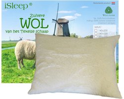 iSleep Wollen Hoofdkussen DeLuxe - Wolvacht Zijde - 60x70 cm