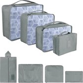 Packing Cubes kofferorganizer, 8 stuks kofferorganizer, pakzakken met schoenenzak, waszak, reisorganizer, kledingtassen voor rugzak (grijs)