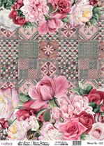 Cadence Rijst Decoupage Papier 733 30x42 cm Roze Mozaiek