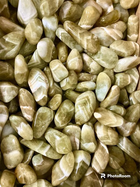 Peridot/Olivin Mini trommelstenen chips 300 gram 3-5 mm