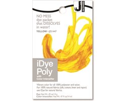 Jacquard textielverf iDye Poly 14 gr geel voor synthetische stoffen.