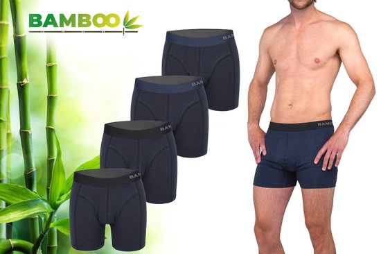 Bamboo - Boxershort Heren - Bamboe - 4 Stuks - Navy - XL - Ondergoed Heren - Heren Ondergoed - Boxer - Bamboe Boxershorts Voor Mannen