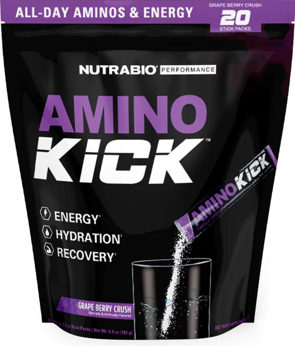 Nutrabio Amino Kick Stick Pack - 20 Serving Bag Grape Berry Crush