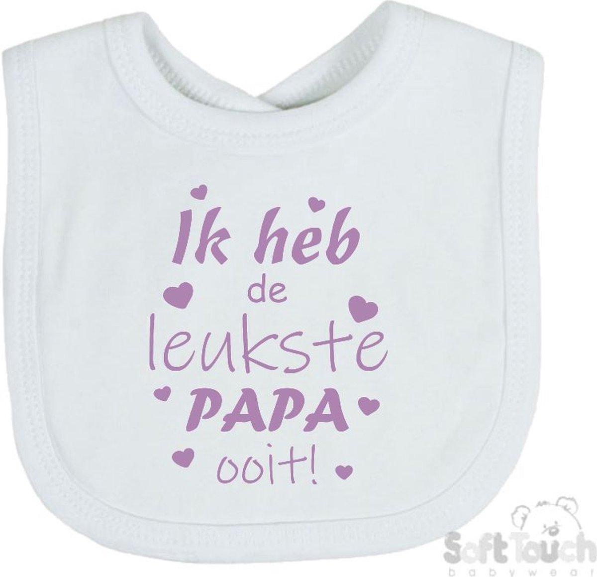 Goedkoopste Soft Touch Slabber Slabbetje Slab Ik heb de leukste papa ooit! Vader Vaderdag Unisex Katoen Wit/lila Maat 33x22 Cm