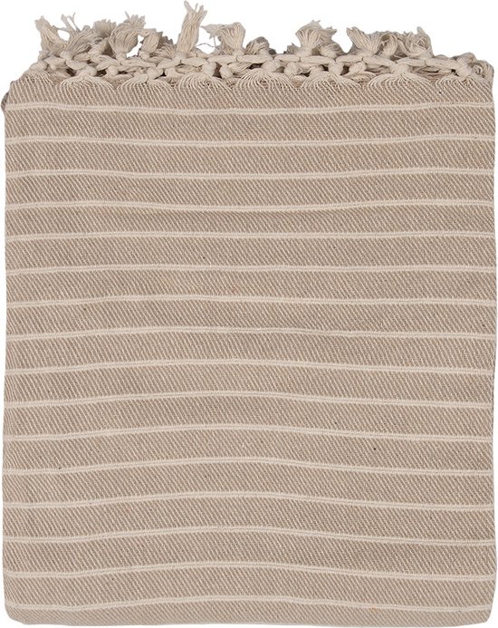 Clayre & Eef Couverture 125x150 cm Beige Coton Rayures Plaid