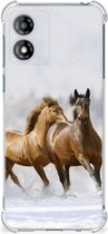 GSM Hoesje Geschikt voor Motorola Moto E13 Bumper Hoesje met transparante rand Paarden
