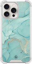 Casimoda® hoesje - Geschikt voor iPhone 15 Pro Max - Marmer mint groen - Shockproof case - Extra sterk - TPU/polycarbonaat - Mint, Transparant