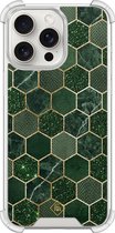 Casimoda® hoesje - Geschikt voor iPhone 15 Pro Max - Kubus Groen - Shockproof case - Extra sterk - TPU/polycarbonaat - Groen, Transparant