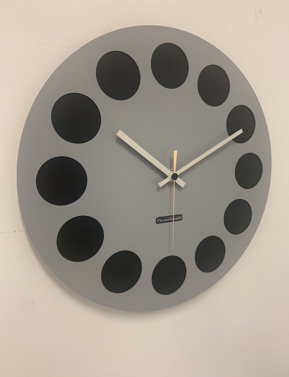 Wandklok CHANTALBRANDO -- GREY & BLACK GT - TORNADO 40 -- MODERN DESIGN --