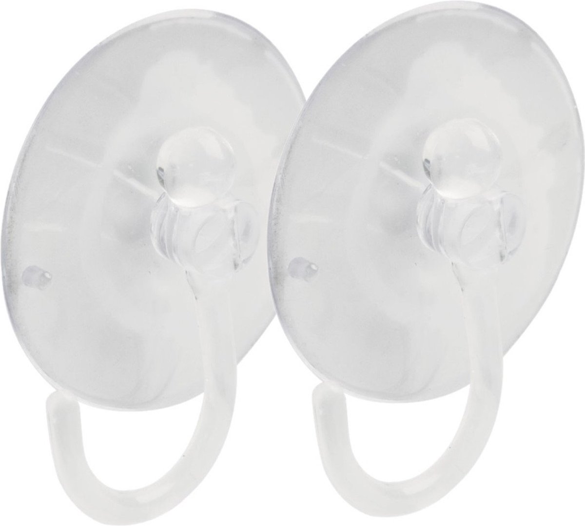 AMIG Ophanghaken met zuignap - 2x - kunststof - transparant - diameter 5,5 cm