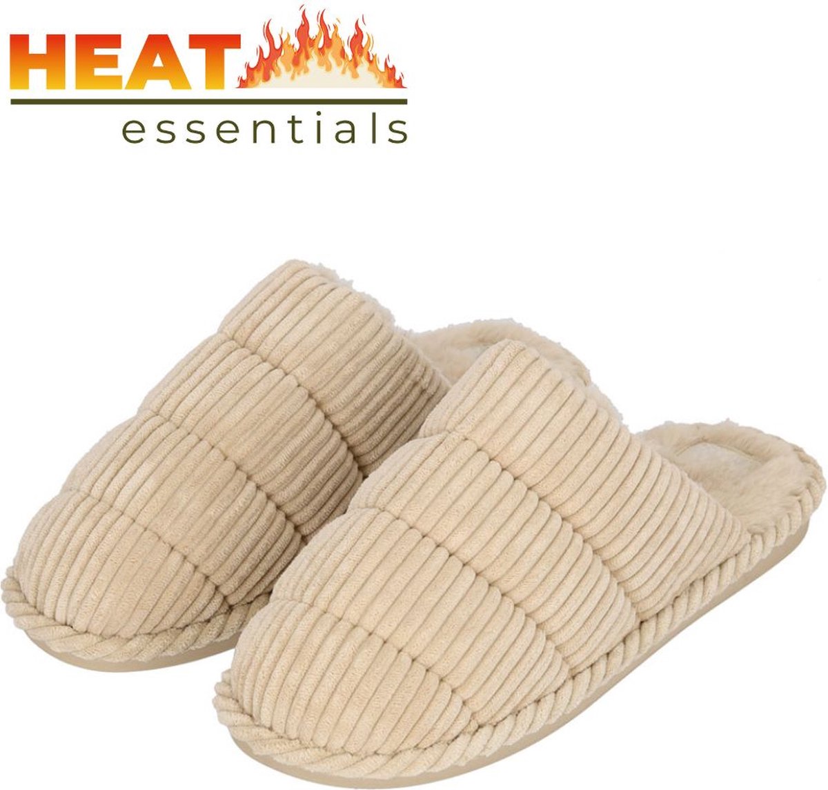 Pantoffels Dames 41 42 - Zand - Corduroy - Sloffen Dames Maat 41 42 - Gewatteerde Corduroy Pantoffels Dames