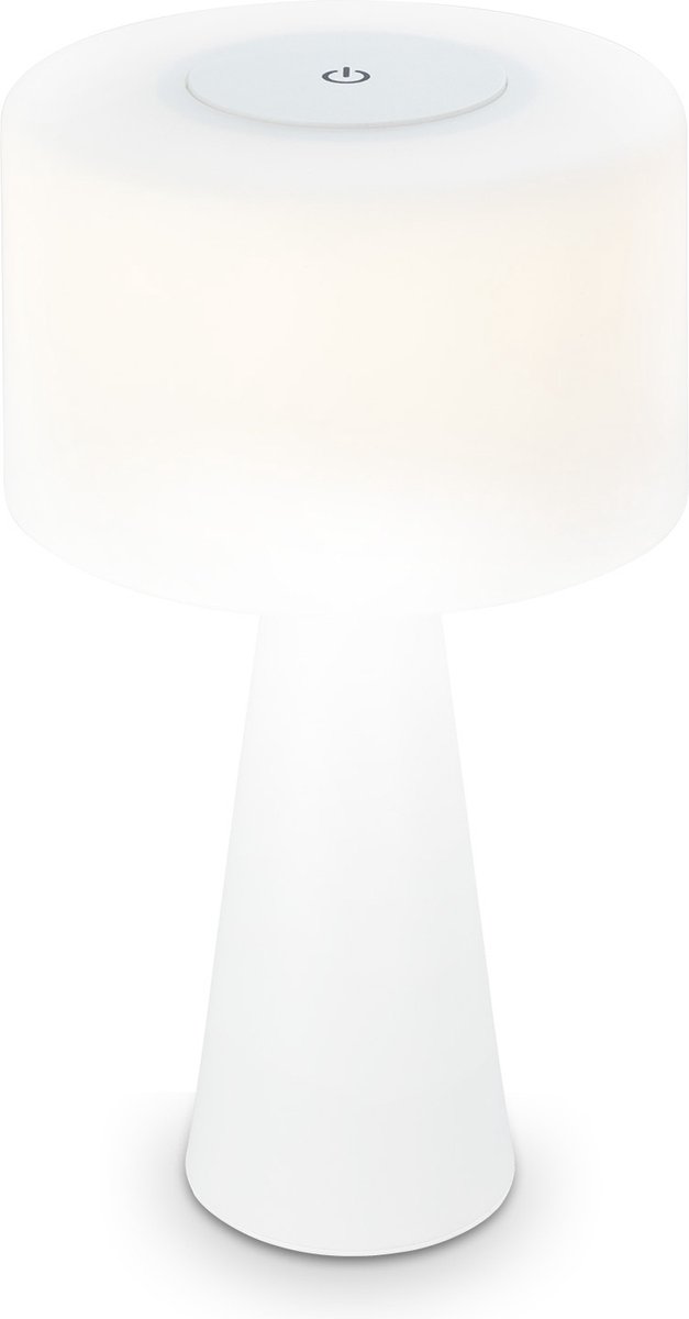 BRILONER - Draadloze tafellamp - 7420016 - Warm wit 3000K - Touch functie - IP44 spatwaterdicht - incl. oplaadbare batterij - Stapdimbaar via touch - 35 x 18 cm - Wit