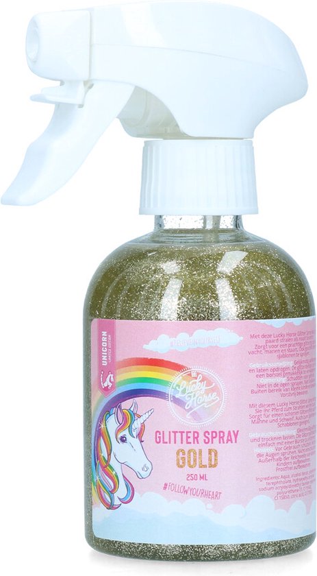 Lucky Horse Licorne Or Paillettes Spray