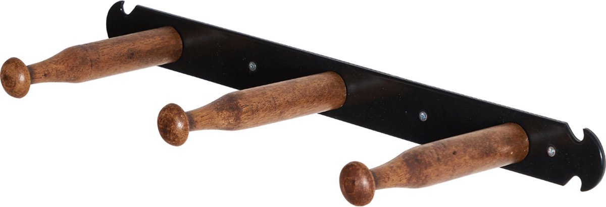 Stubbs Kapstok Retro 3 haken Zwart