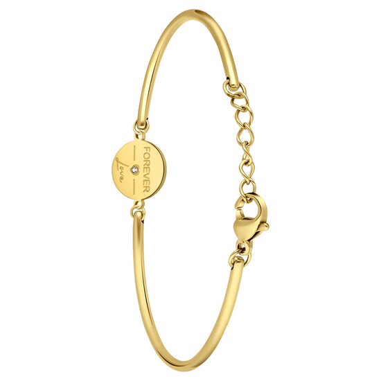 Lucardi Dames Stalen goldplated armband forever love - Armband - Staal - Goudkleurig - 16 cm
