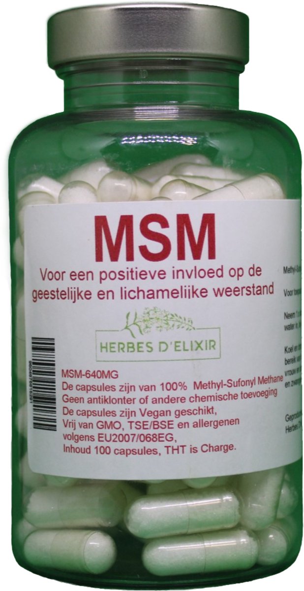 Goedkoopste Herbes D'elixir MSM capsules - 640mg per capsule - 100 stuks - Vegan - Ondersteunt de weerstand