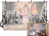 7x5ft Winter Kerstboom Sneeuwvlok Fotografie Achtergrond Glitter Sneeuw Scène Licht Bokeh Kasteel Achtergronden Kerst Verjaardagsfeestje Foto Banner Rekwisieten