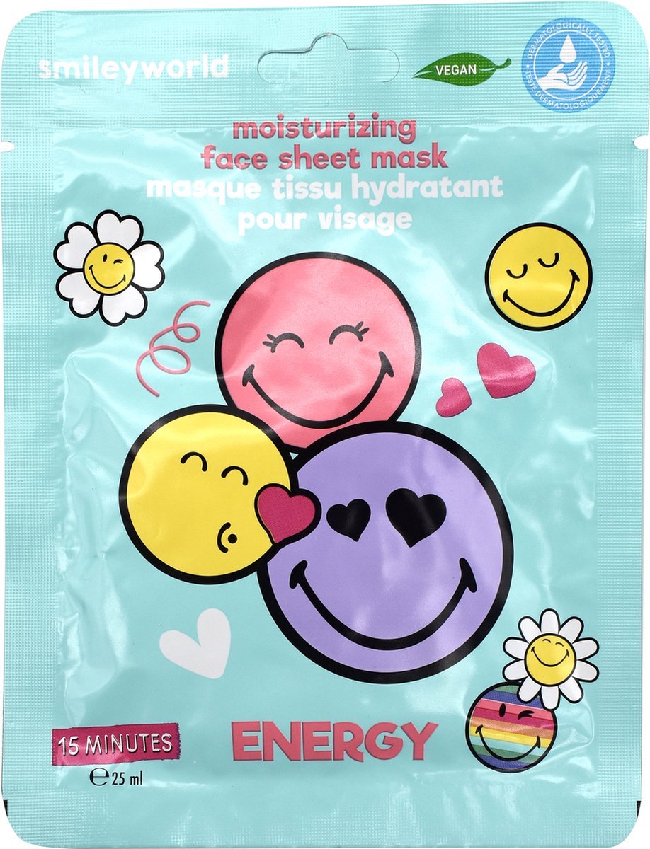 Smiley Gezichtsmasker - Hyaluronzuur - Roze Grapefruit - Enkelvoudige verpakking