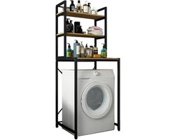 Bovenste Rek Wasmachine Organizer Ruimtebesparend - 3 Niveaus Hout E1 en Staal