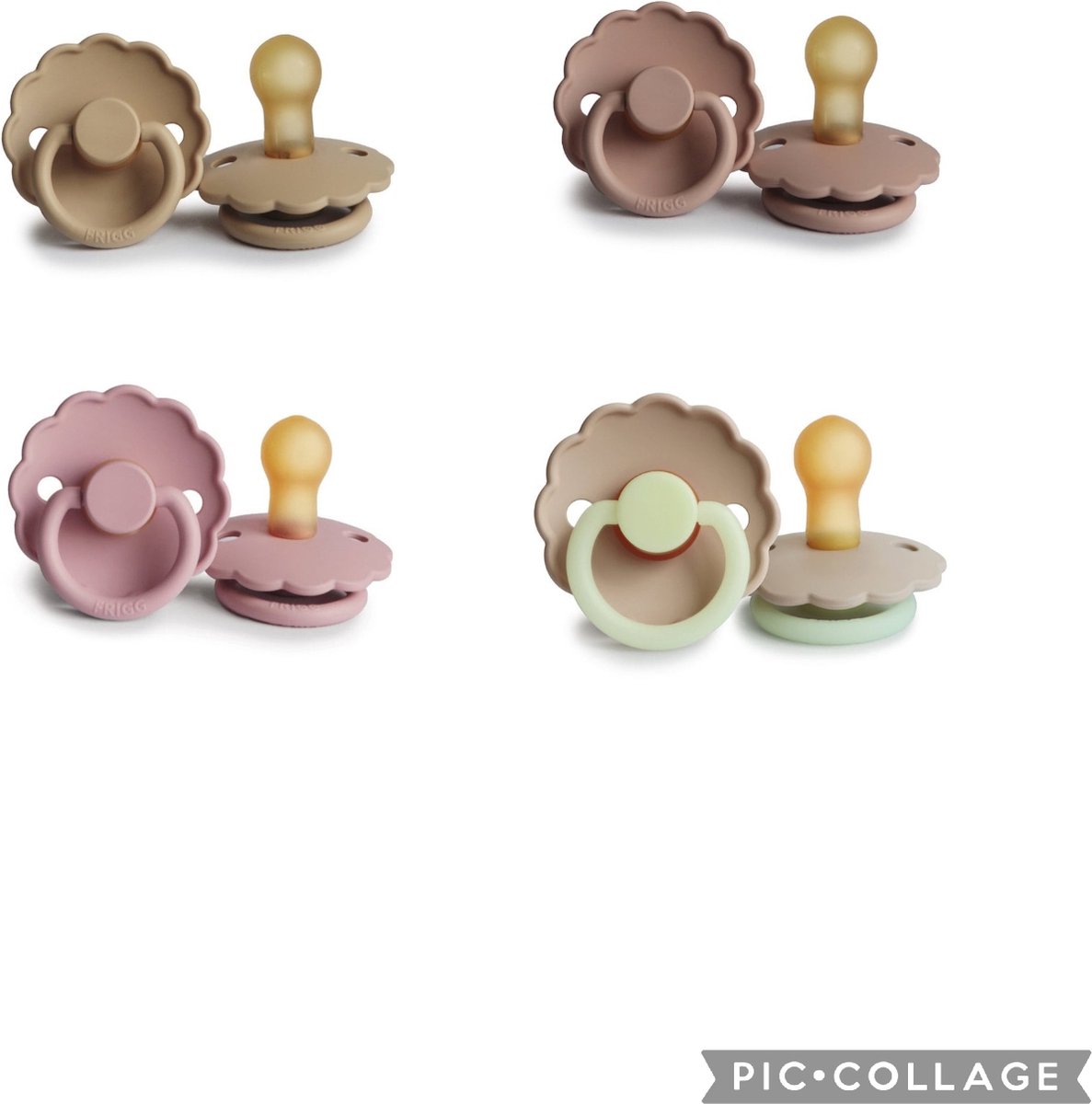 Goedkoopste FRIGG DAISY Fopspeen set 4 stuks Croissant,Baby Pink,Blush en Croissant Glow 6-18 maand