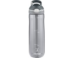 Contigo Ashland Autospout Waterfles met rietje | Grote BPA-vrije Drinkfles van 720ml | Sportfles | Lekvrije Drinkfles | Ideaal voor School, de Sportschool, Fiets, Hardlopen, Wandelen | Smoke