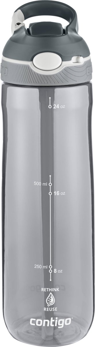 Contigo ashland autospout waterfles met rietje | grote bpa-vrije drinkfles van 720ml | sportfles | lekvrije drinkfles | ideaal voor school, de sportschool, fiets, hardlopen, wandelen | smoke