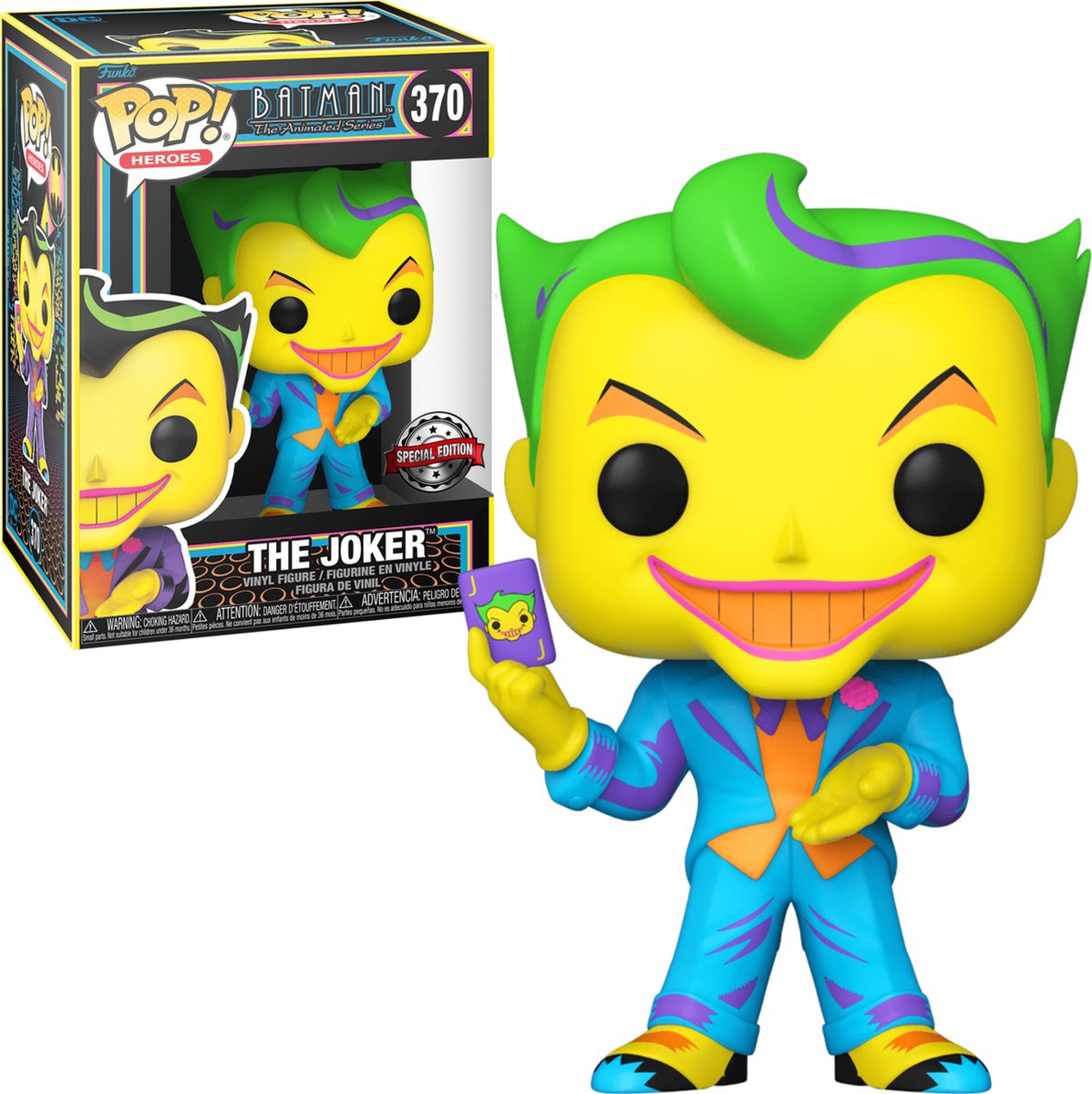 Funko POP! Heroes The Joker Black light Glow Blue suit 370 The Animated Series Exclusive