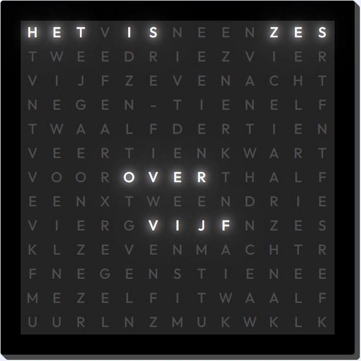 Wi-Fi Woordklok-27 x 27 cm-Lettertype Slank-Kado-Relatiegeschenk