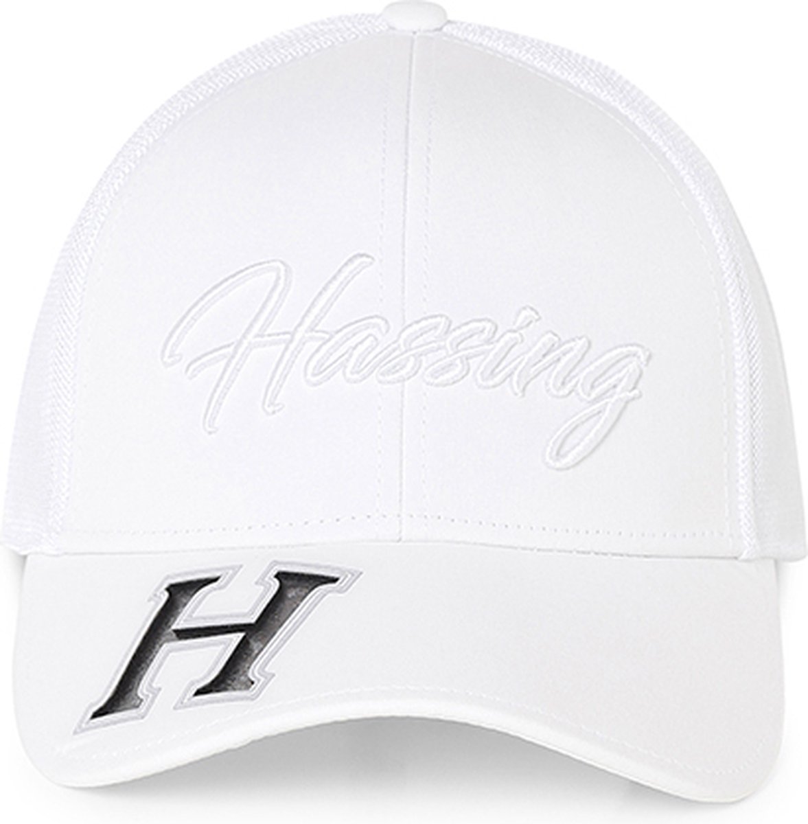Hassing1894 model WHOLEH - cap - baseball cap – snapback cap - wit - verstelbare pet - trendy - stijlvol - modieus – finesse- kwalitatief hoogwaardige materialen- technisch design – 3D logo geborduurd - voor iedere gelegenheid – het hele jaar door