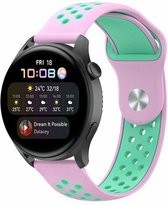 By Qubix 22mm - Sport Edition siliconen band - Roze + groen - Huawei Watch GT 2 - GT 3 - GT 4 (46mm) - Huawei Watch GT 2 Pro - GT 3 Pro (46mm)