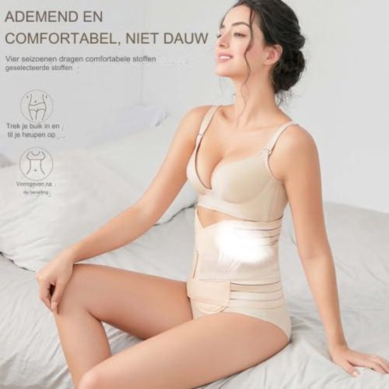 Drap de fermeture - Bande ventrale post-partum - Ceinture de grossesse - Bande ventrale après Grossesse - Ceinture de rééducation après naissance - Ceinture ventrale avec maintien dorsal pour femme (L) - Beige