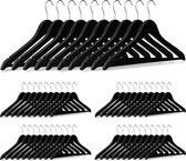 Relaxdays kledinghanger hout - 50 stuks - broekhanger - klerenhanger - draaibare haak - zwart