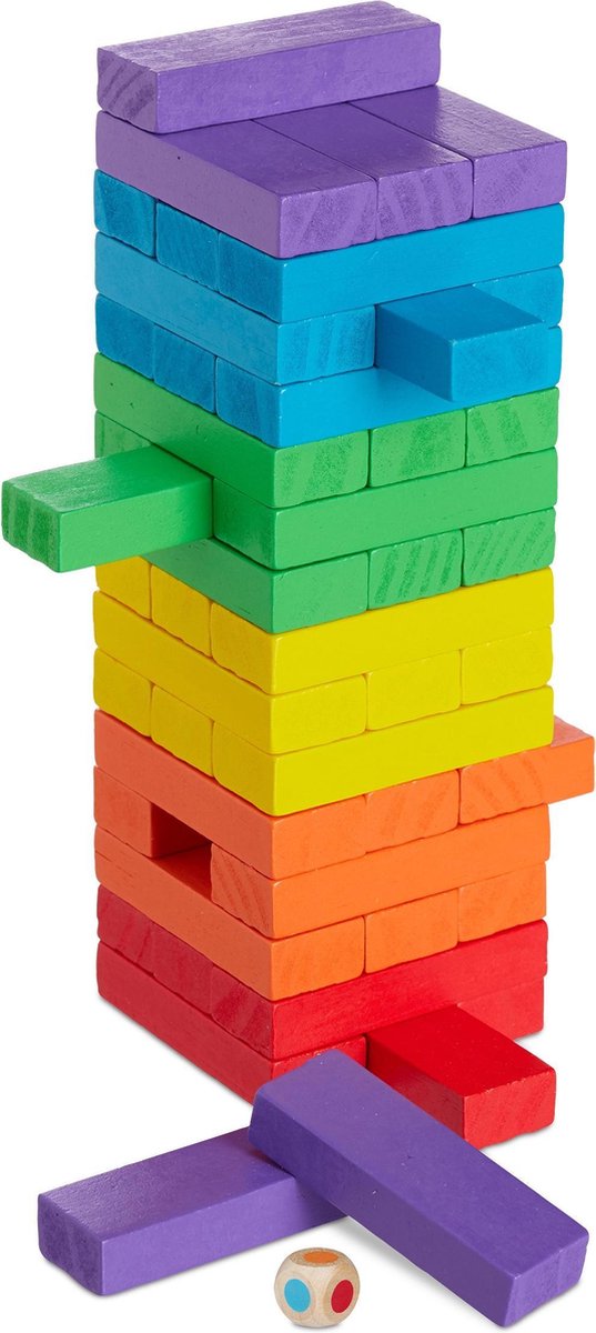 Mentor logo Bestrooi Relaxdays blokkenspel gekleurd - stapeltoren - houten toren spel -  blokkentoren... | bol.com