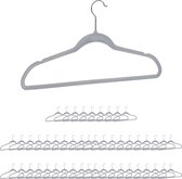 Relaxdays kledinghangers XL set - fluweel - broekhanger - draaibaar - broeklat - grijs - Pak van 50