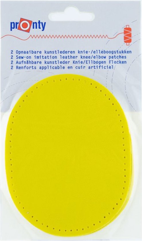 Elleboog- en knielappen 2 stuks geel - kunstleer 9cm x 6,5cm