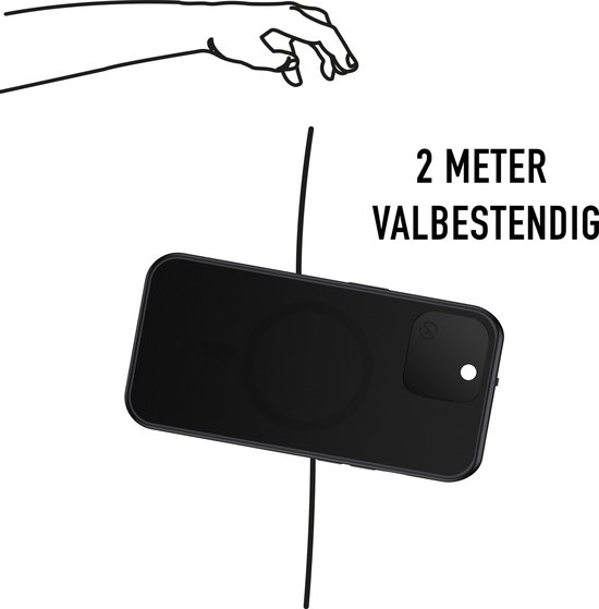 Valenta x Spy-Fy - Coque iPhone 15 Plus avec caches d'appareil photo à l'avant et à l'arrière | Protège votre vie privée et vos Caméras | Étui de confidentialité Valenta Zwart
