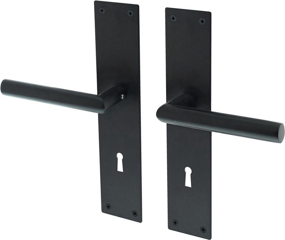 Deurkruk Lavuzo Nuoro Zwart | Deurklink op schild SL72 | Per set | Deurkruk