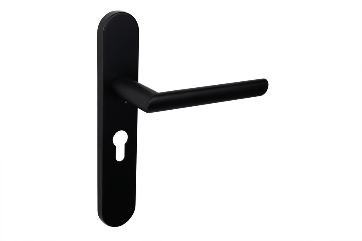 Lavuzo deurkruk Ragusa Zwart met afgerond schild PC55 | Per set | Deurkruk zwart | Deurklink met schild