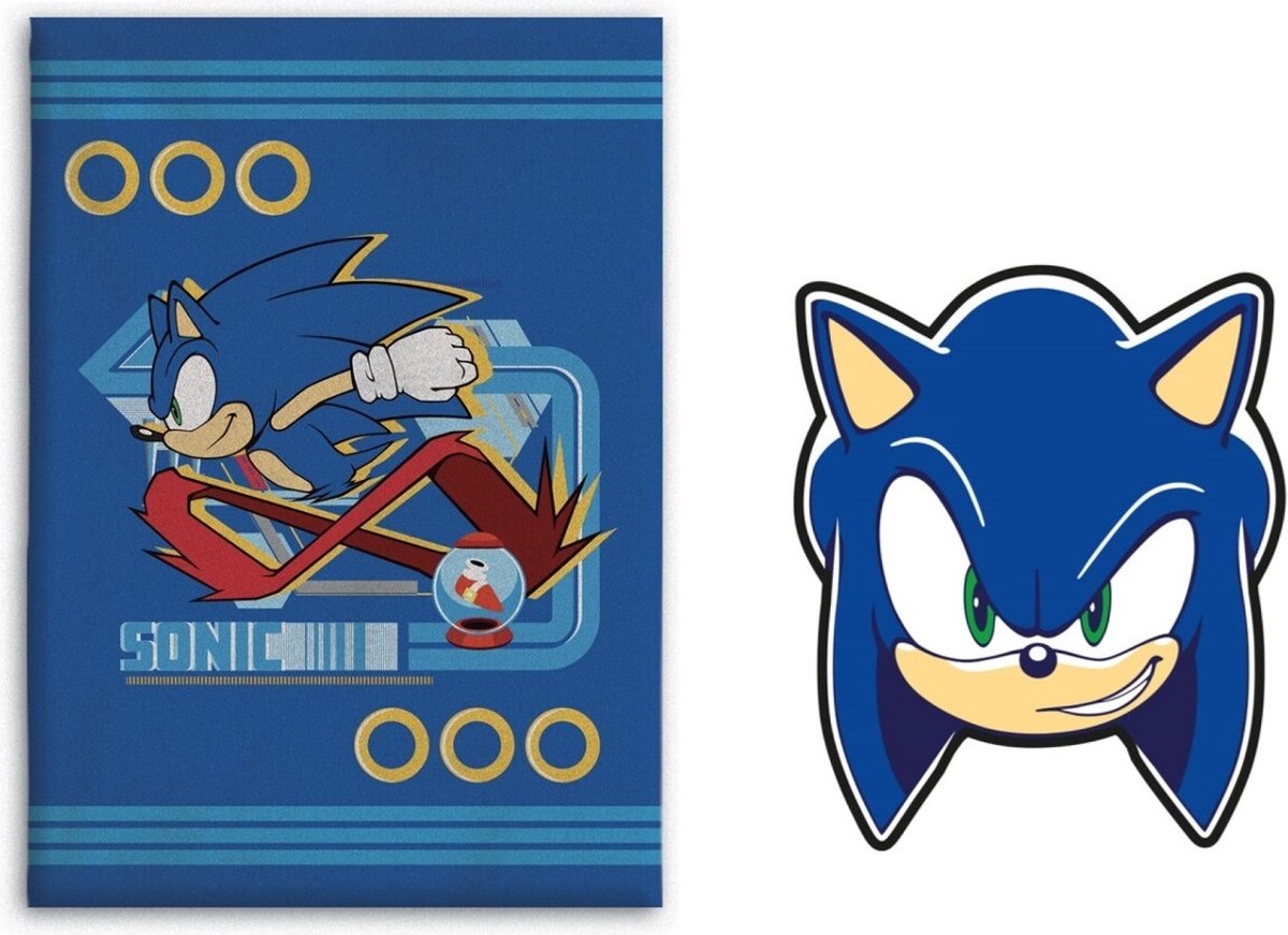 Sonic The Hedgehog 2 Delig slaapkamer cadeauset Fleece Plaid Deken 100x140cm Kussen Sierkussen