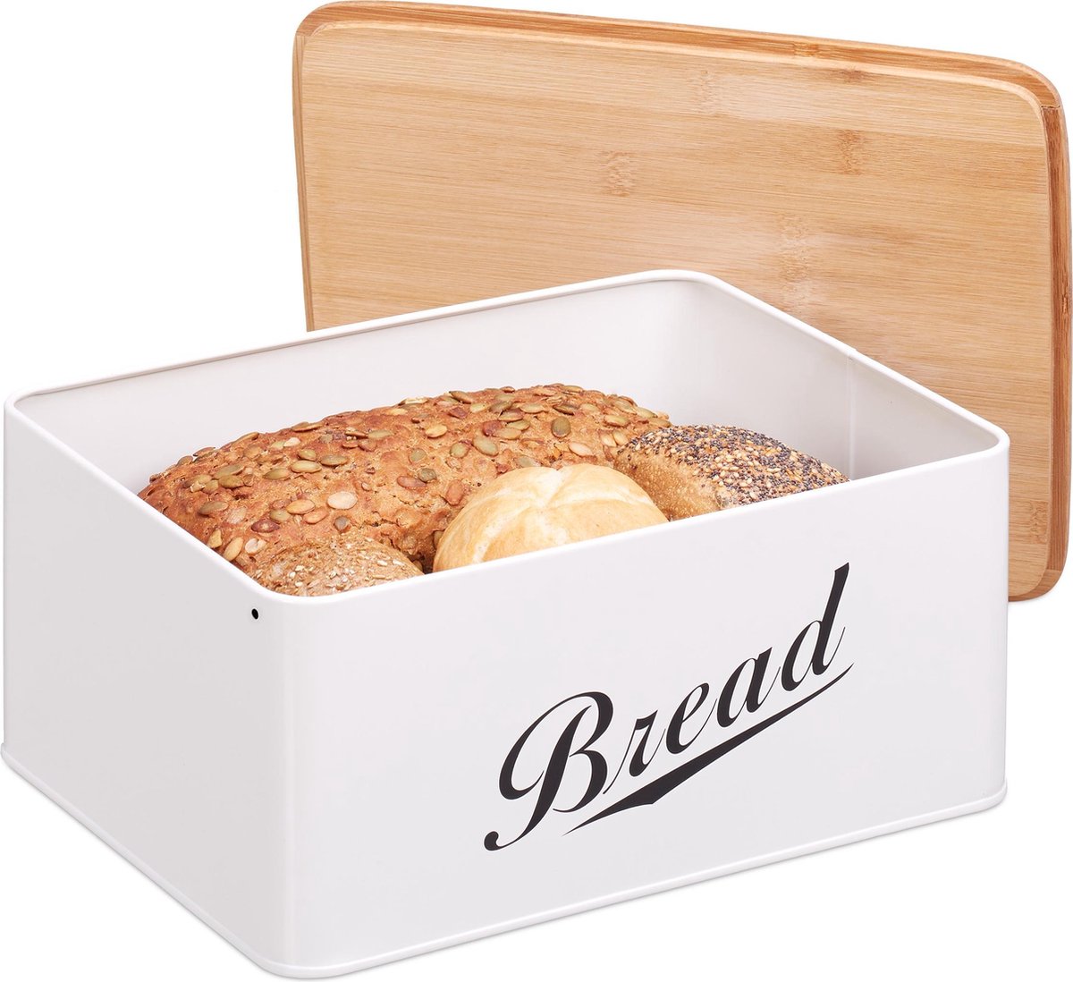relaxdays broodtrommel - broodbox - brood bewaren retro - bewaardoos brood - wit | bol.com