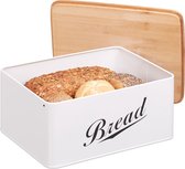 Relaxdays broodtrommel - broodbox - brood bewaren - retro - bewaardoos brood - wit