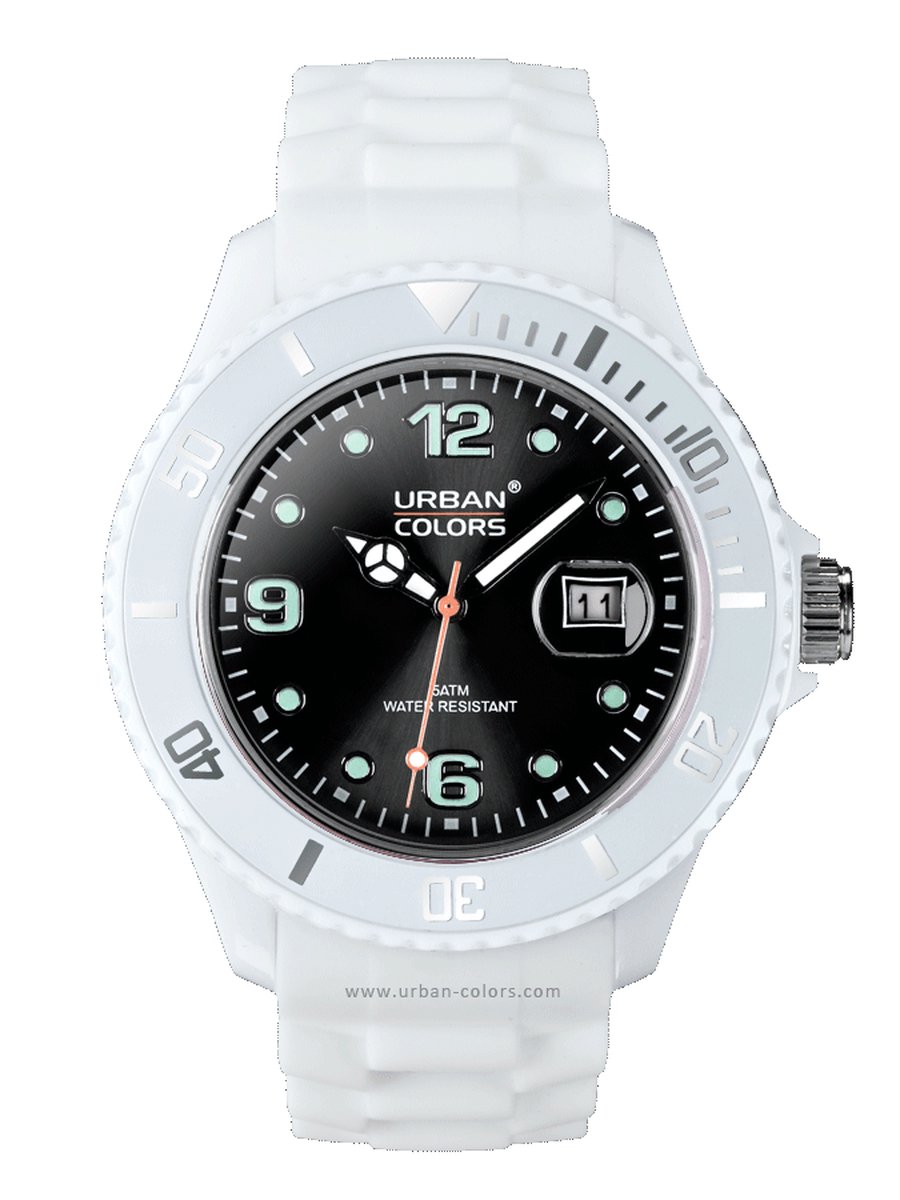 URBAN COLORS Horloge White / Black - Inclusief luxe verpakking - Wit/ Zwart