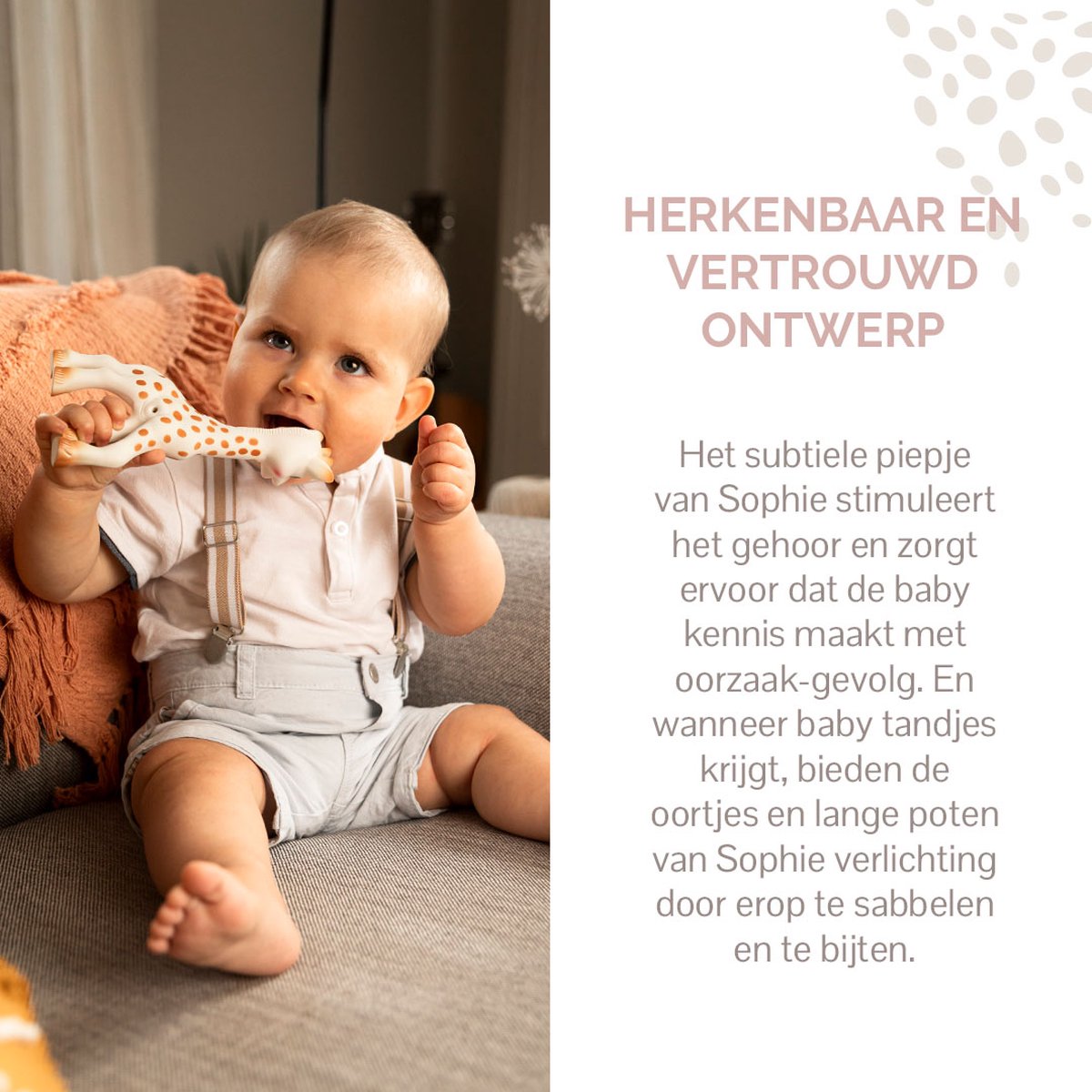 Sophie de giraf So'Pure - Bijtspeeltje - Bijtspeelgoed - Baby speelgoed - OK-Biobased - In gerecyled geschenkdoosje met organic katoenen strikje - 100% natuurlijk rubber - Vanaf 0 maanden - 17 cm - Beige/Bruin — afbeelding 10