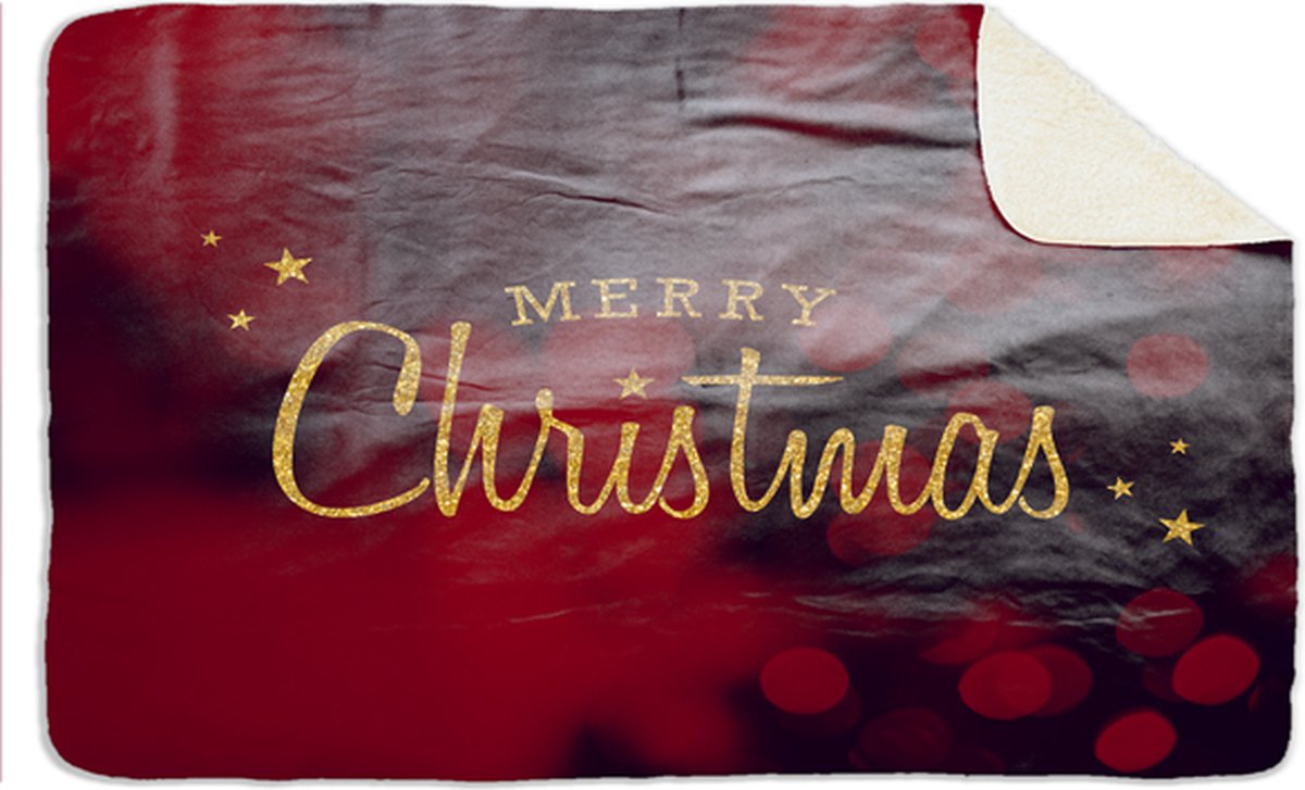 Fleecedeken Merry Christmas, FD2023507, Plaid, 96x146cm, Polyester Sherpa