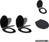 vidaXL Toiletbril - Zwart - 45 x 36 x 5 cm (L x B x H) - Soft-close - Inclusief 2 stuks - Toiletbril
