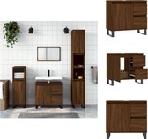 vidaXL Badkaast Bruineiken - 65 x 33 x 60 cm - Duurzaam bewerkt hout - Flexibele deurmontage - IJzeren poten - Badkamerkast