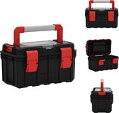 vidaXL Boîte à outils - Bacs profonds - Couvercle transparent - Séparateur amovible - Large application - Zwart et rouge - PP - ABS - Aluminium et PC - 45x28x26,5 cm - Mallette à outils