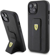 Ferrari Grip Stand Back Case - Geschikt voor Apple iPhone 15 (6.1") - Zwart