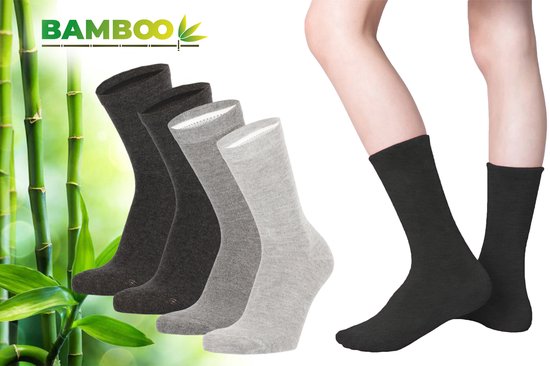 Bamboo - Bamboe Sokken Kinderen - 4 Paar - Multi Grijs - 23-26 - Lange Sokken - Kousen - Sokken Jongens - Sokken Meisjes - Anti Zweet - Duurzaam